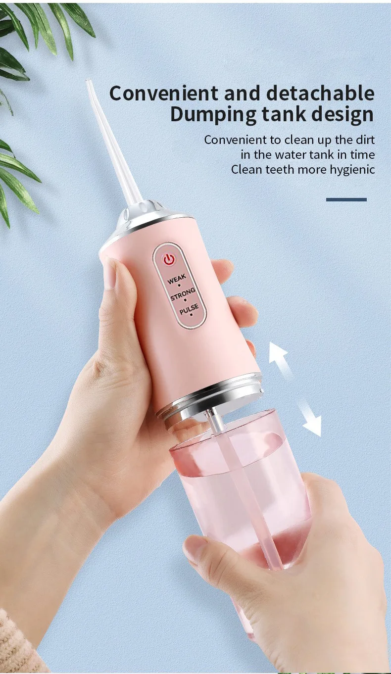Portable Dental Water Flosser Oral Irrigator USB Rechargeable Water Floss Jet Tooth Pick 4 Tips 220ml Mouth washing machine