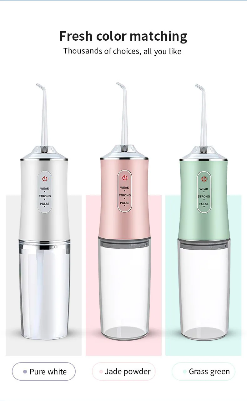 Portable Dental Water Flosser Oral Irrigator USB Rechargeable Water Floss Jet Tooth Pick 4 Tips 220ml Mouth washing machine