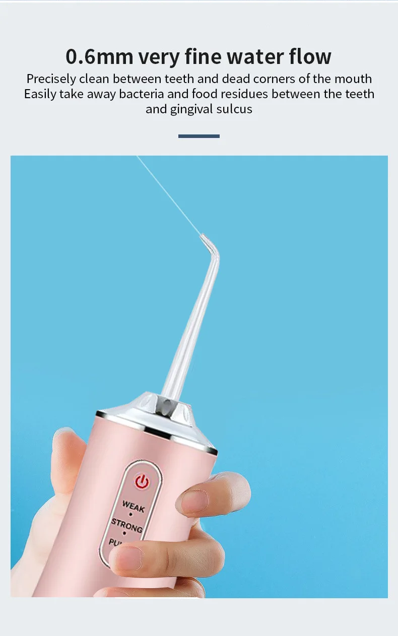 Portable Dental Water Flosser Oral Irrigator USB Rechargeable Water Floss Jet Tooth Pick 4 Tips 220ml Mouth washing machine