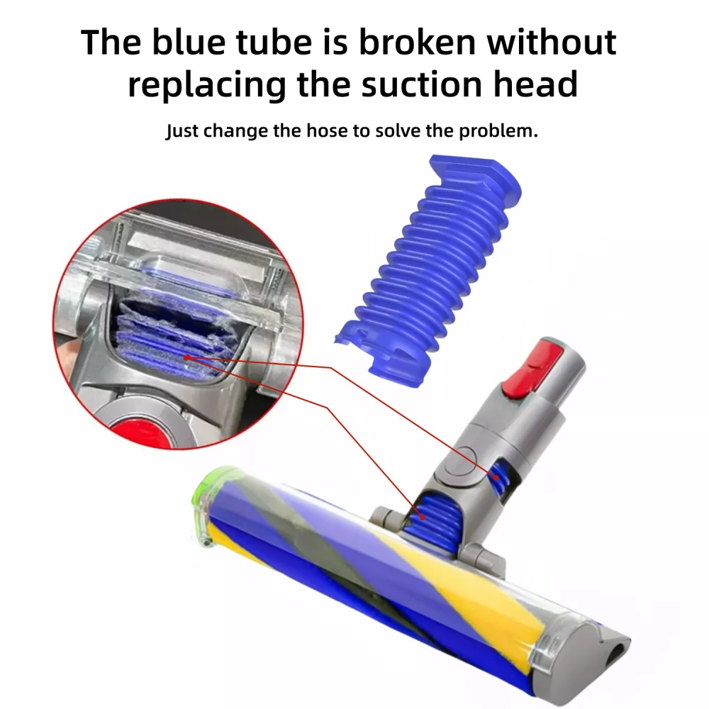 Suitable for Dyson V8 Slim V10 Slim V12 Slim V15 Slim SV18 SV20 Vacuum Cleaner Suction Head Roller Blue Hose (with Tools)