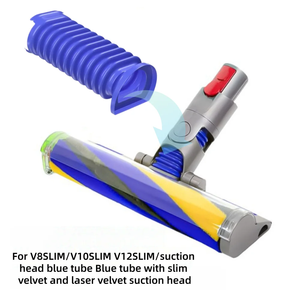 Suitable for Dyson V8 Slim V10 Slim V12 Slim V15 Slim SV18 SV20 Vacuum Cleaner Suction Head Roller Blue Hose (with Tools)