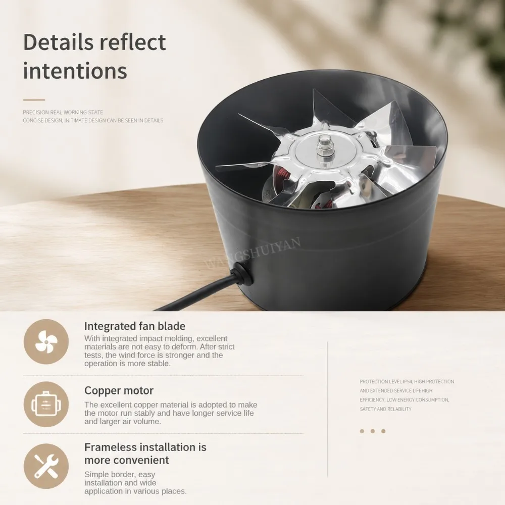 4''6''8'' Pipe Kitchen Toilet Exhaust Fan Louver Exhaust Fan Air Ventilation Ceiling Booster Blower Metal Exhaust Fan