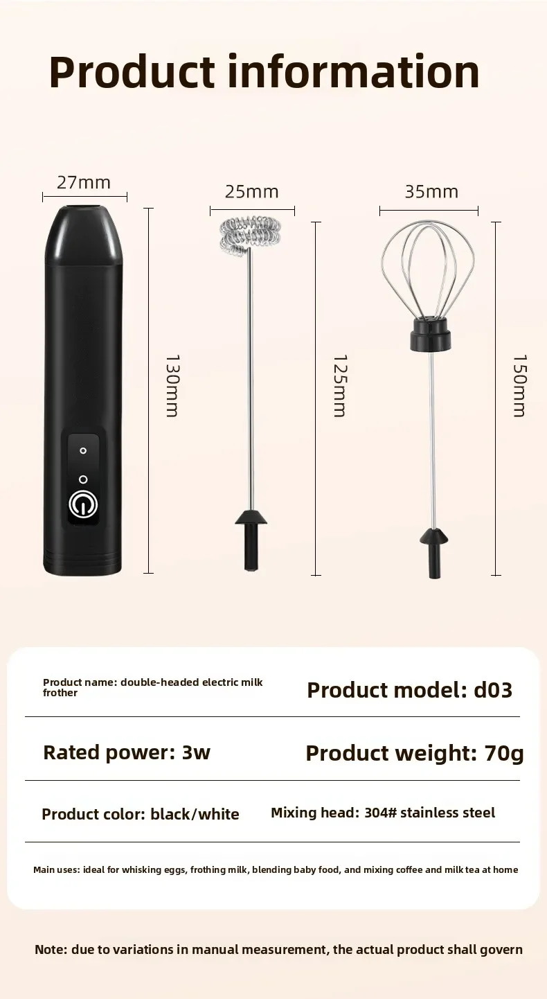 Electric Milk Foamer Blender Stainless Steel Handheld Milk Frother Wireless Coffee Whisk Mixer Egg Beater Tools For Kitchen