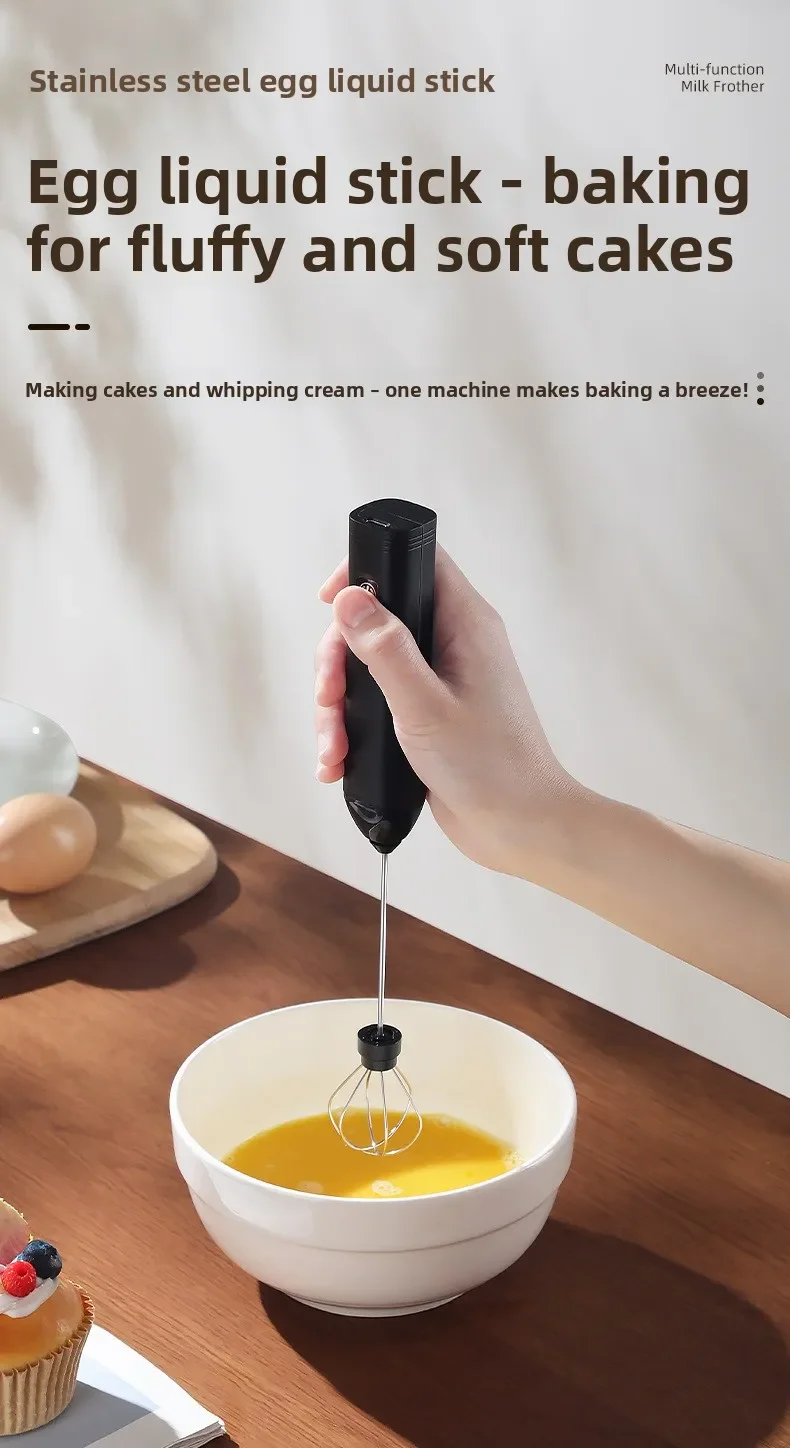 Electric Milk Foamer Blender Stainless Steel Handheld Milk Frother Wireless Coffee Whisk Mixer Egg Beater Tools For Kitchen