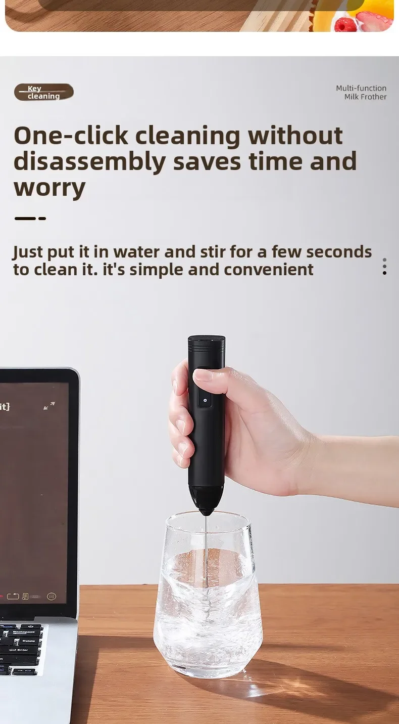 Electric Milk Foamer Blender Stainless Steel Handheld Milk Frother Wireless Coffee Whisk Mixer Egg Beater Tools For Kitchen