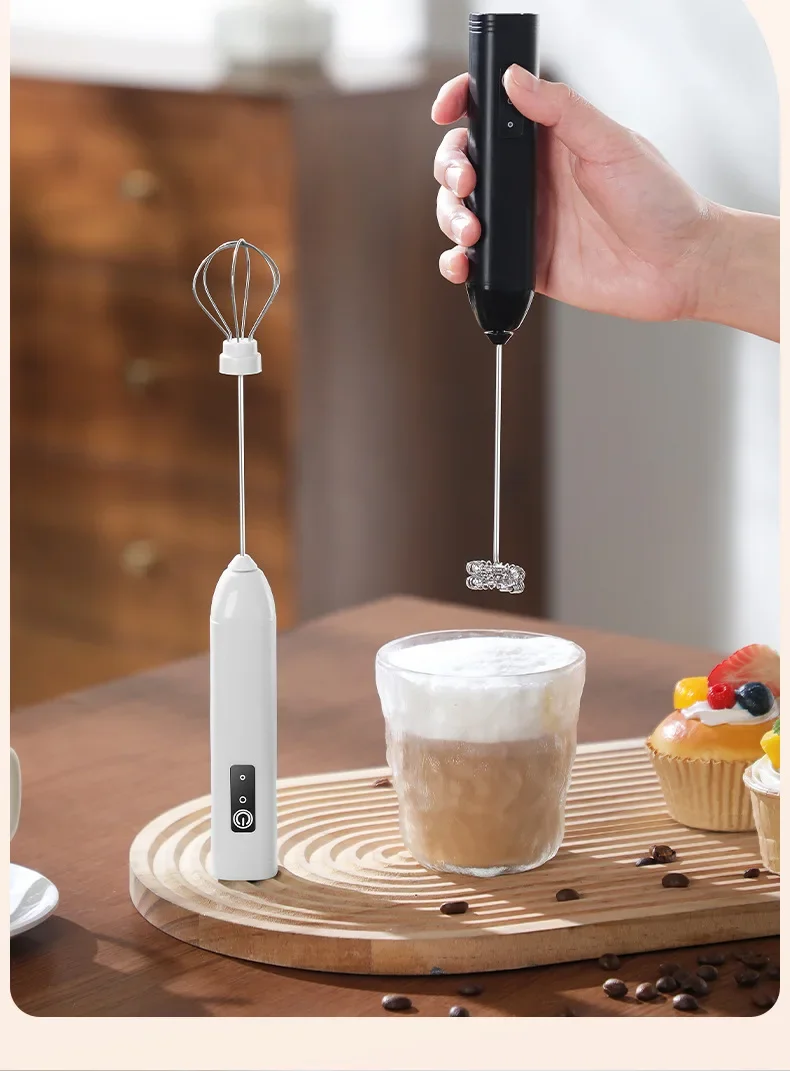 Electric Milk Foamer Blender Stainless Steel Handheld Milk Frother Wireless Coffee Whisk Mixer Egg Beater Tools For Kitchen