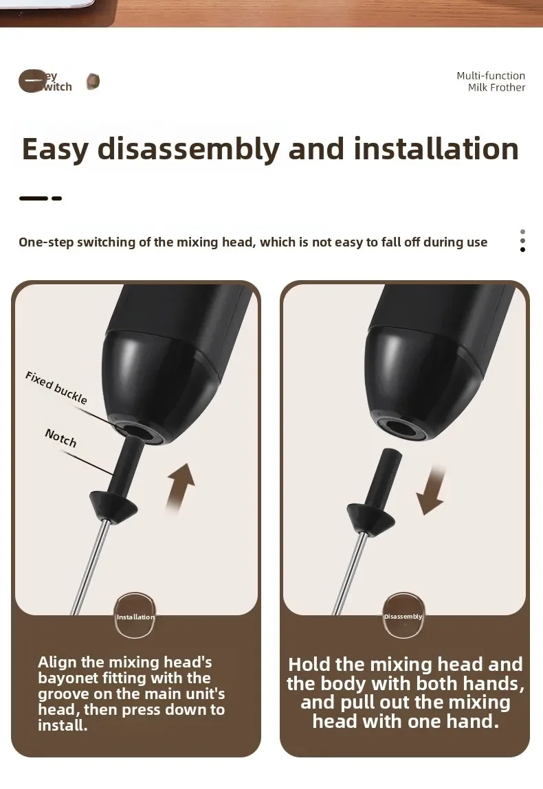 Electric Milk Foamer Blender Stainless Steel Handheld Milk Frother Wireless Coffee Whisk Mixer Egg Beater Tools For Kitchen