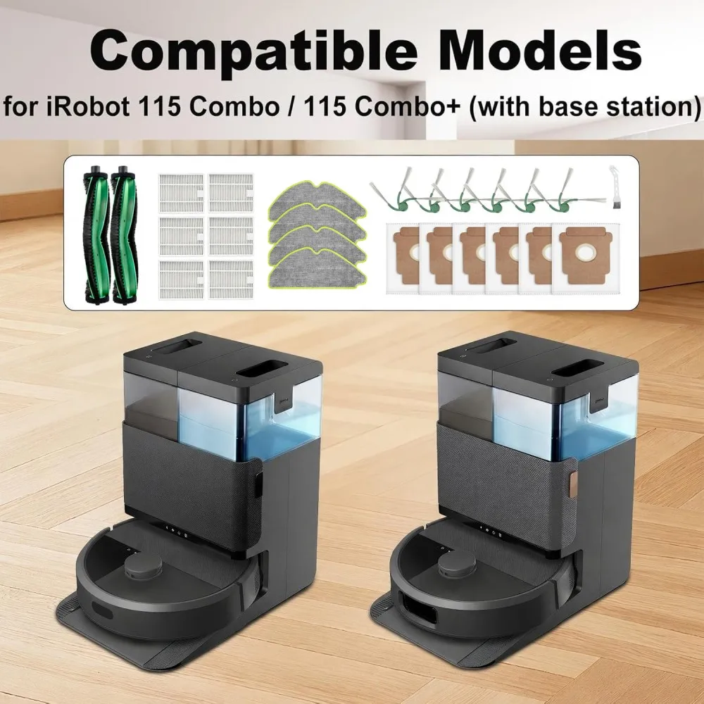 Fit For IRobot Roomba 115 Combo/115 Combo+ Vacuum Cleaner Replacement Parts Main Roller Brush Side Brush Filter Mop Pad Dust Bag