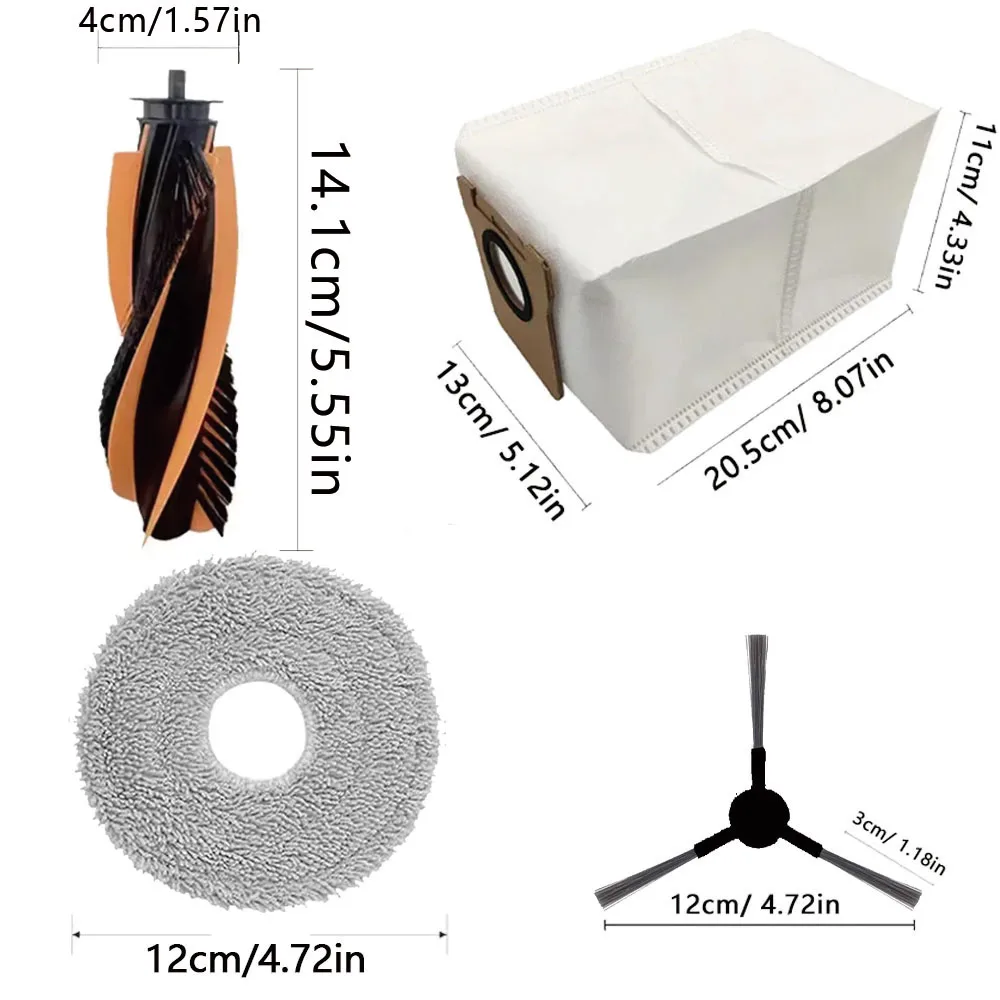 Spare Parts For JONR P20 PRO/T5 Pro Robot Vacuum Cleaner, Main Side Brush Hepa Filter Mop Cloth Mop Pad Dust Bag Replacement