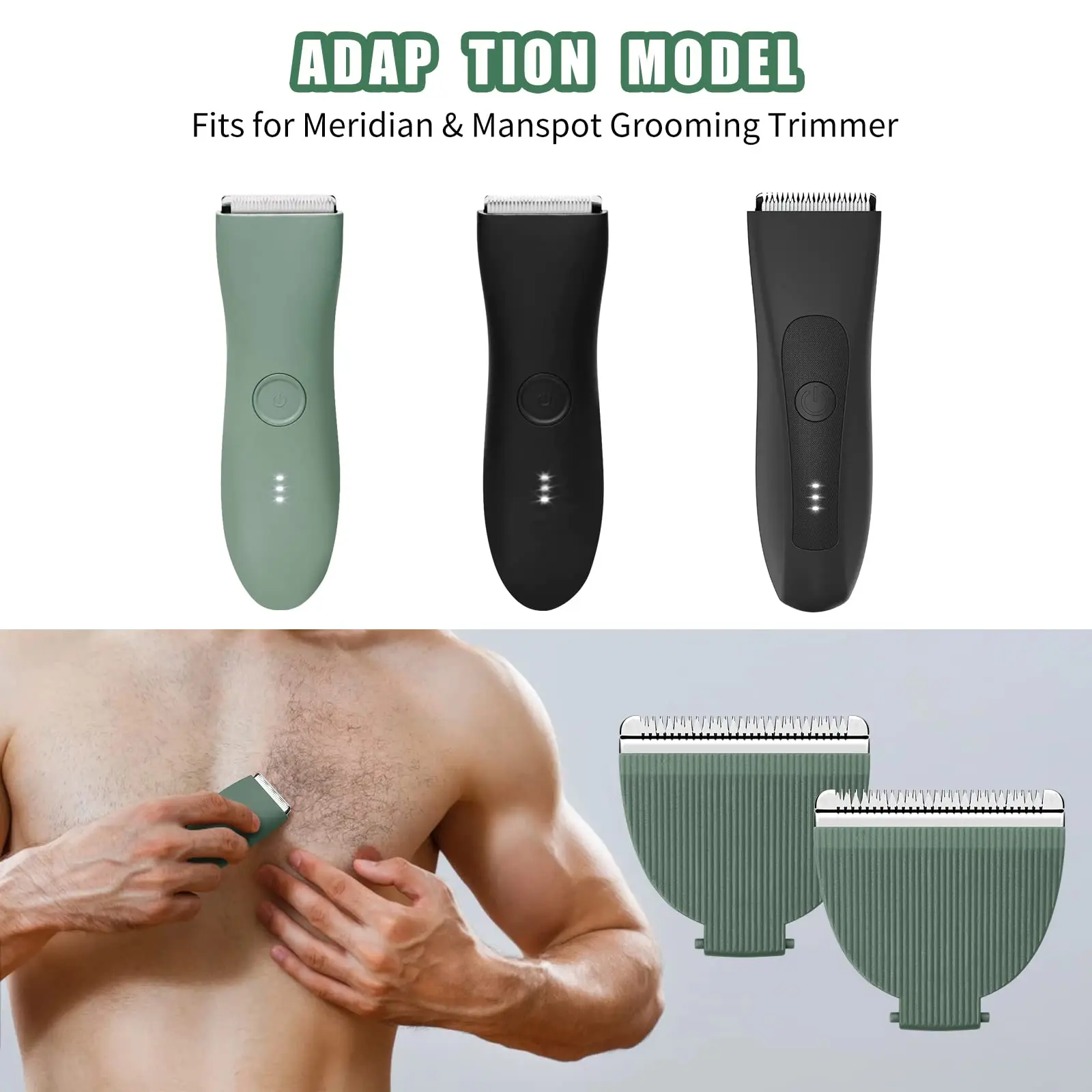 3pcs Replacement Blades for Body Hair Trimmer Men Depilators Blade Compatible with Meridian Trimmer &Meridian Trimmer Plus