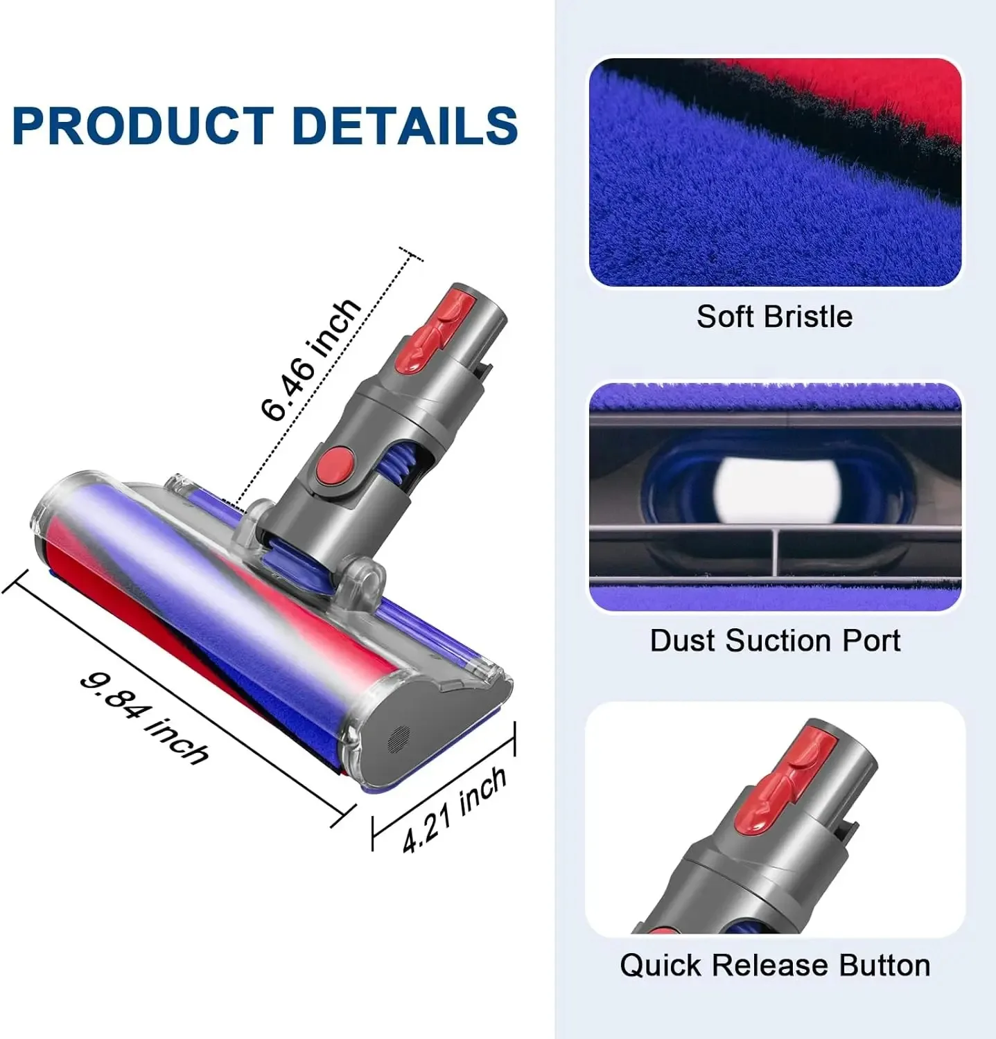 For Dyson V8 V7 V11 V10 V15 Vacuum Cleaner Soft Roller Brush Replacement Part, Motorized Floor Brush Head For Hard Wood Floor