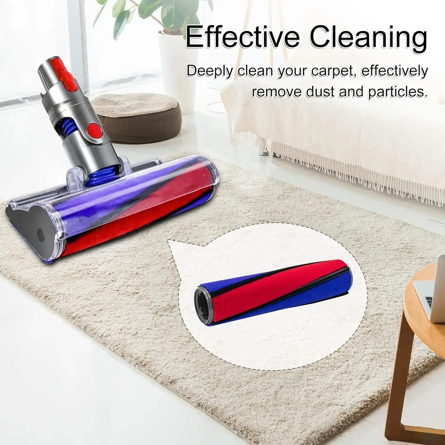 For Dyson V8 V7 V11 V10 V15 Vacuum Cleaner Soft Roller Brush Replacement Part, Motorized Floor Brush Head For Hard Wood Floor