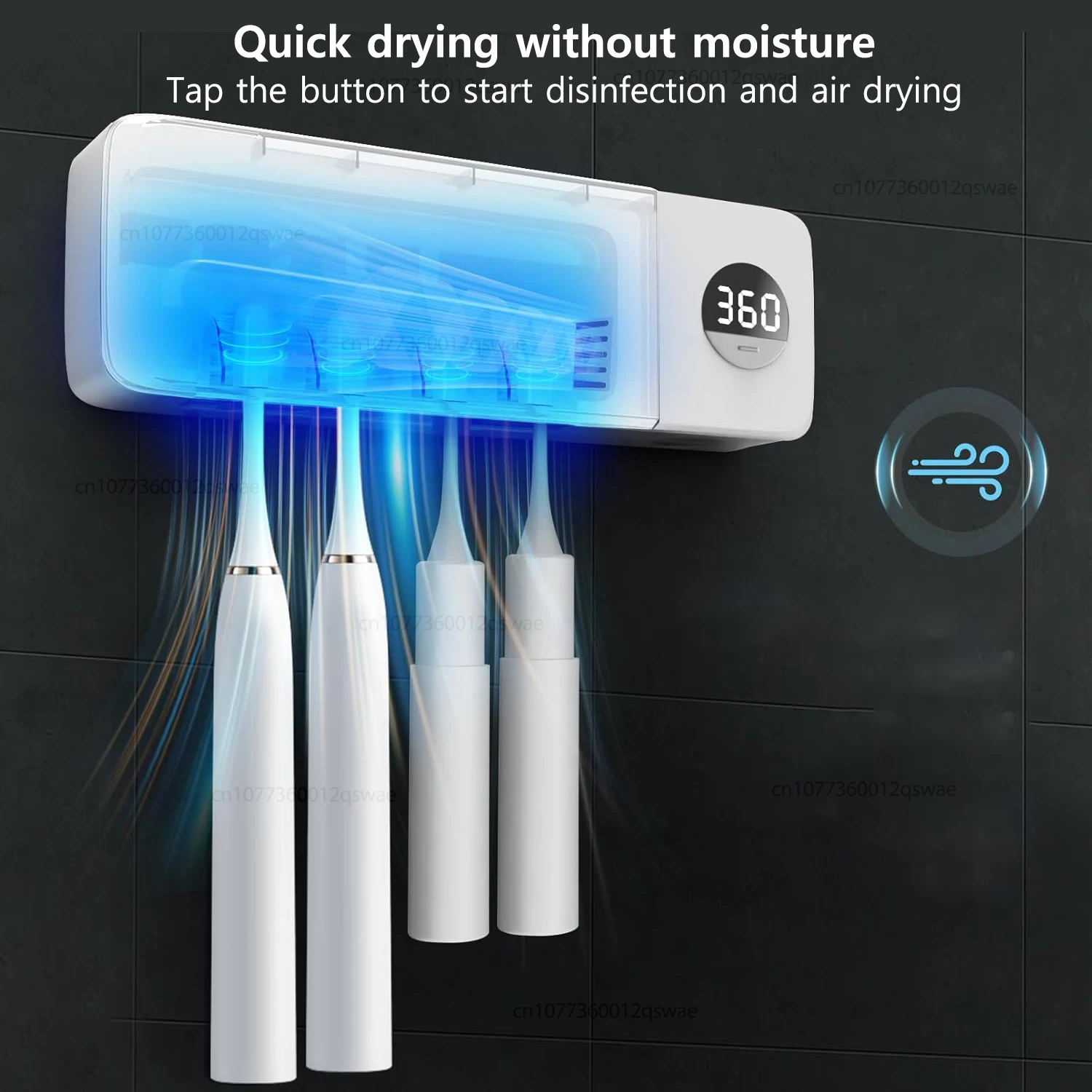 UV Toothbrush Sanitizer UV Light Cleaning Holder Toothbrush Smart Cleaner with Light Clean Air Drying Bathroom Wall Mount Holder