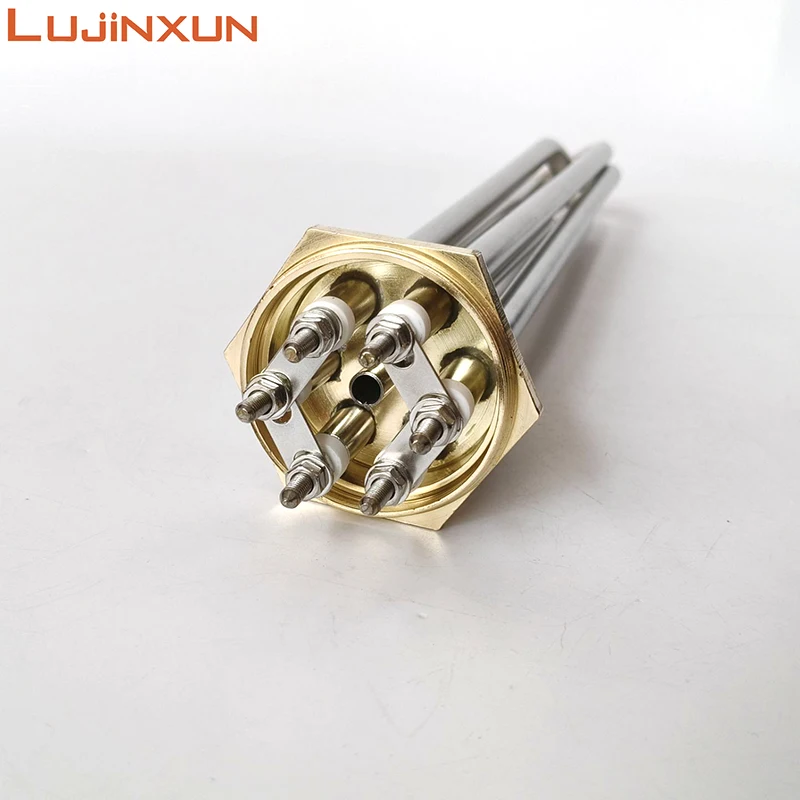 LUJINXUN Electric Heating Element with Probe 1 1/4" 1 1/2" 2" Immersion Heater Tube 220V Tubular Booster 3KW 4.5KW 6KW 9KW 12KW