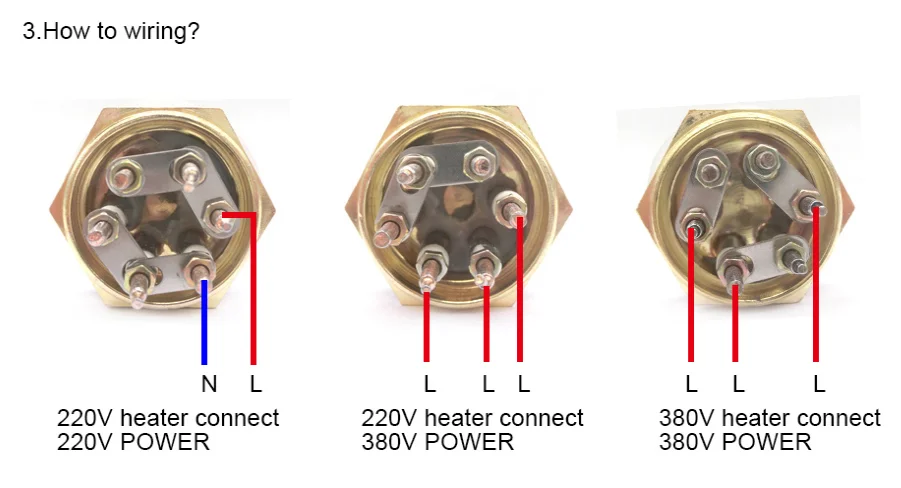 LUJINXUN Electric Heating Element with Probe 1 1/4" 1 1/2" 2" Immersion Heater Tube 220V Tubular Booster 3KW 4.5KW 6KW 9KW 12KW