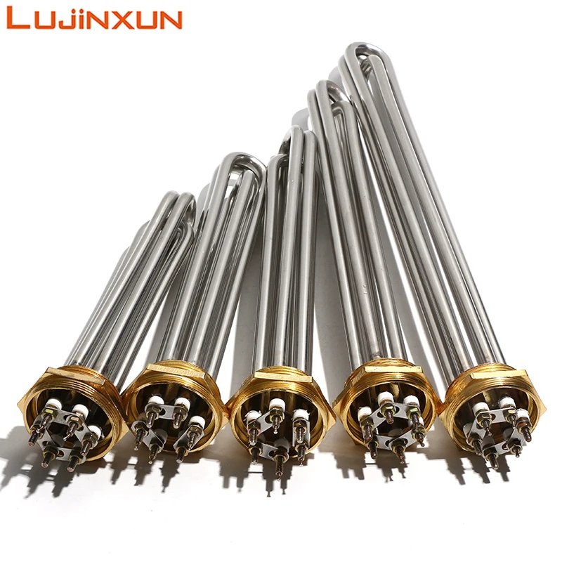 LUJINXUN Electric Heating Element with Probe 1 1/4" 1 1/2" 2" Immersion Heater Tube 220V Tubular Booster 3KW 4.5KW 6KW 9KW 12KW