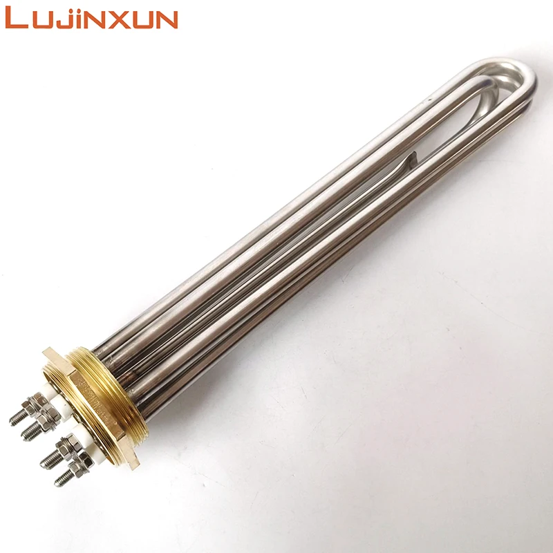LUJINXUN Electric Heating Element with Probe 1 1/4" 1 1/2" 2" Immersion Heater Tube 220V Tubular Booster 3KW 4.5KW 6KW 9KW 12KW