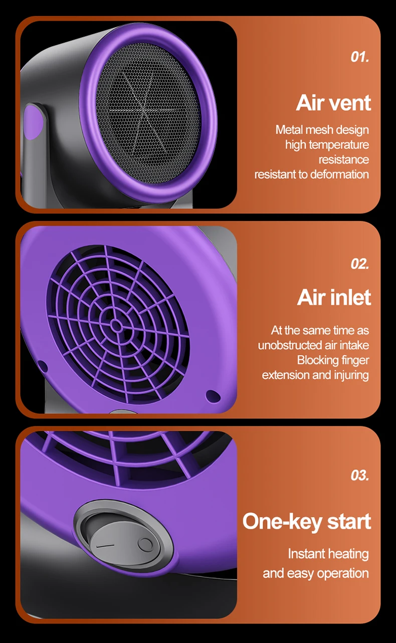 Desktop Heater Dormitory Mini Quick Heating Silent Energy Efficient Household Hot Air Blower Appliances Room Warmer For Office 