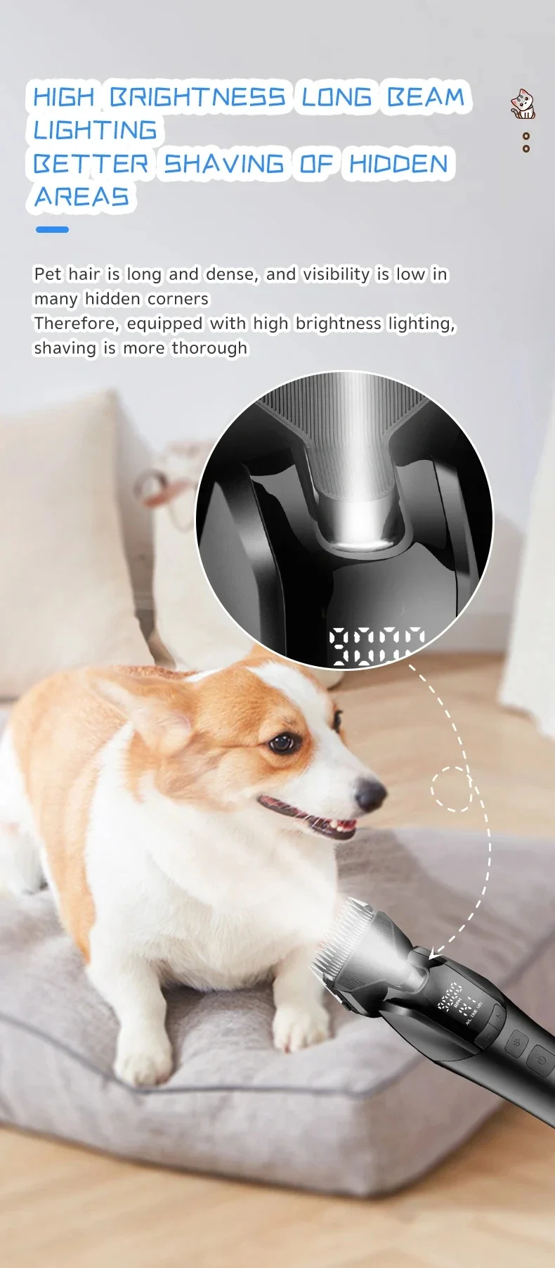 Kemei 1857 Professional Pet Dog Grooming Clipper Electric Rechargeable Cat Hair Shaver Dog Hair Trimmer 10W Animal Hair Clipper