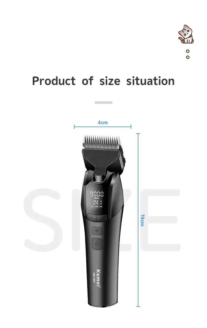 Kemei 1857 Professional Pet Dog Grooming Clipper Electric Rechargeable Cat Hair Shaver Dog Hair Trimmer 10W Animal Hair Clipper