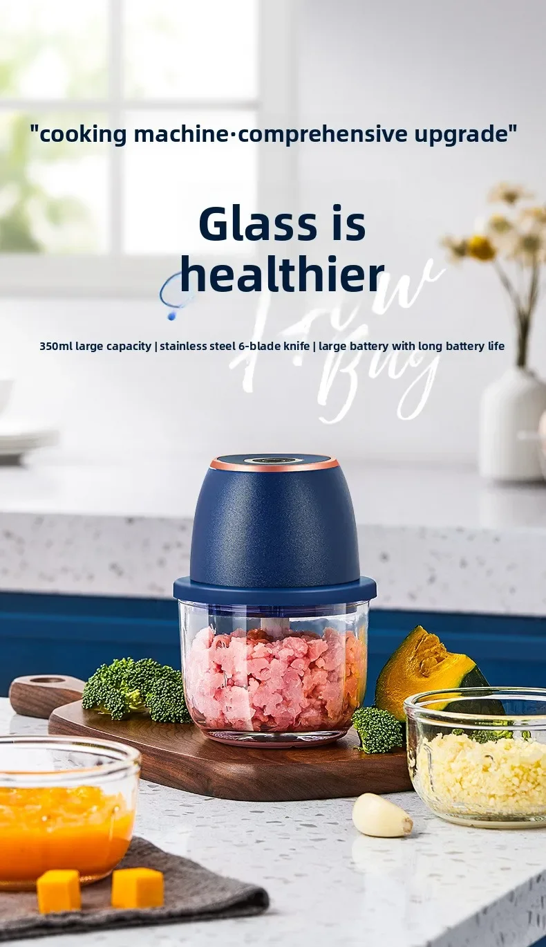 TINSOL 350ML Food Chopper Electric Meat Grinder Garlic Masher USB Multifunction Slicer Blender Kitchen Food Processor