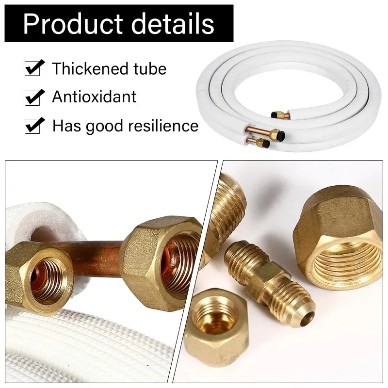 New 3m Insulated Copper Aluminum Connecting Pipe 1/4'' 3/8'' Air Conditioner Pipes Fittings Pair Coil Tube Split Line Wire Set A