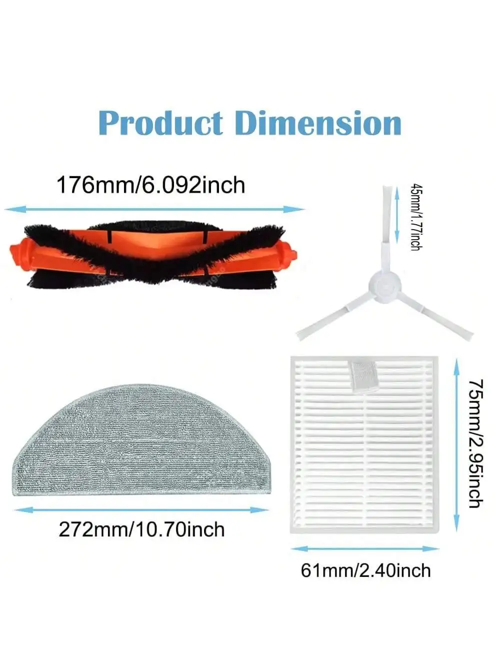 For Xiaomi Vacuum Cleaner S20 E12 E10 B112 Sweeping Robot Vacuum Cleaner Main Brush Side Brush Mop Cloth HEPA Filter Spare Parts