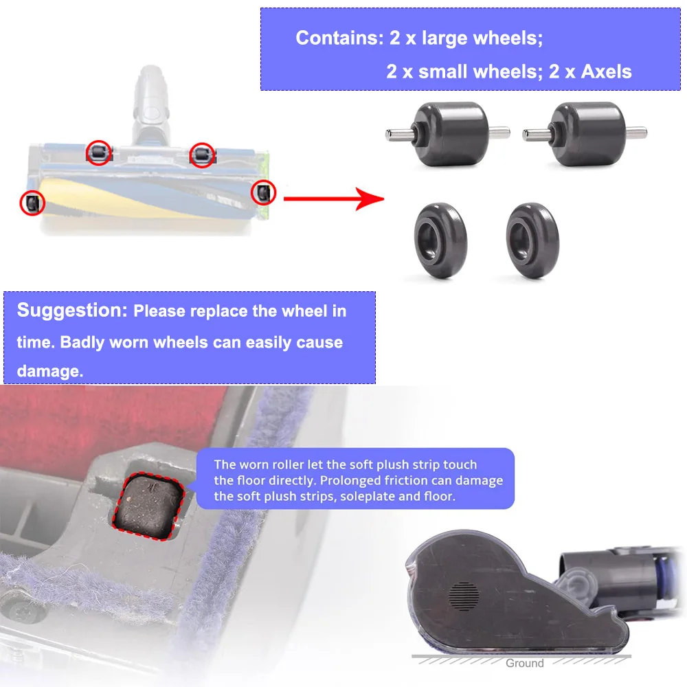 Wheels Plush Strips Soft Roller Brush Bar for Dyson Gen5 V8 Slim V10 Slim V12 Detect Slim V15S V15 Detect Slim Vacuums Part