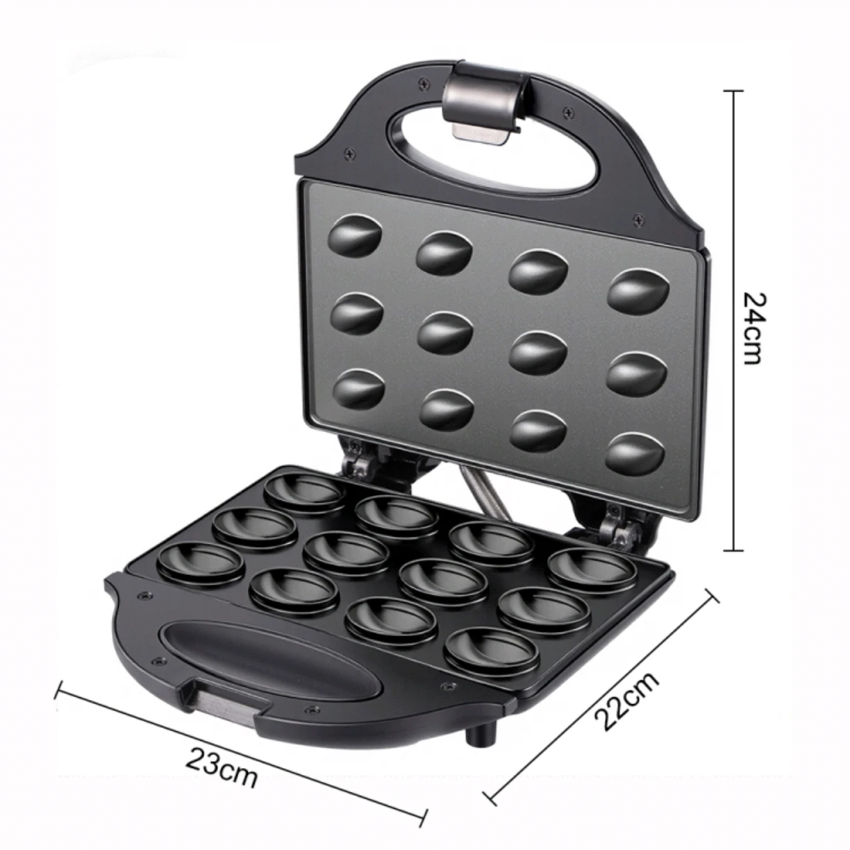 Electric 12-Hole Walnut Cake Waffle Maker with Nuts Kitchen Biscuit Maker for Baking Business - Non-Stick Surface