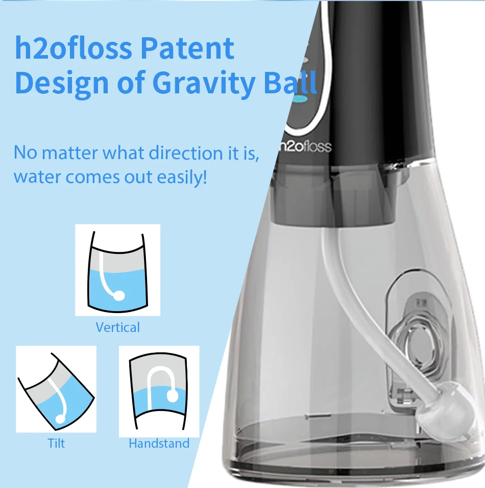 H2ofloss Water Flosser Portable Oral Irrigator 300ML 5 Modes High Pressure USB Rechargeable for Teeth Cleaning HF-6