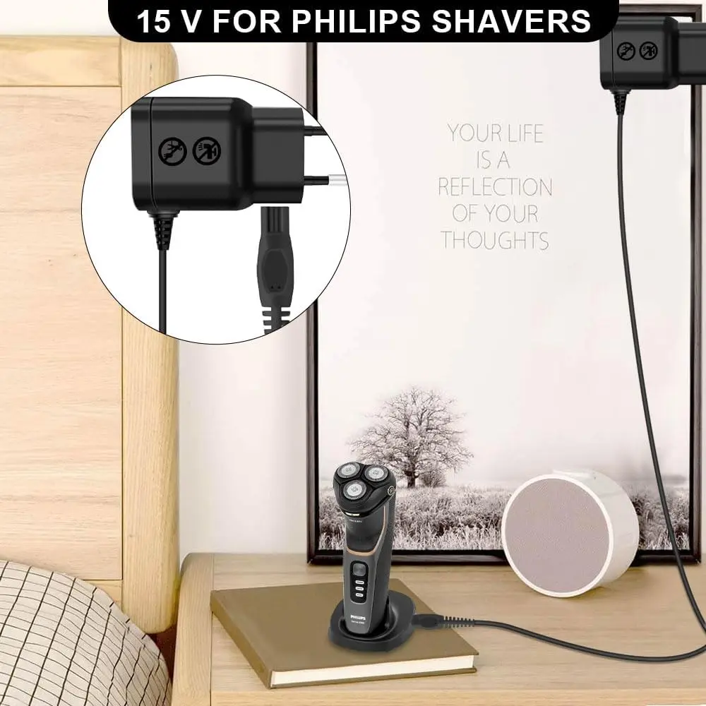 KVIFO 15V Wall EU Power Razor Adapter Shaver Charger For PHILIPS Norelco HQ8505 HQ8500 HQ560 HQ586 HQ568 HQ7740 HQ7141 HQ7142