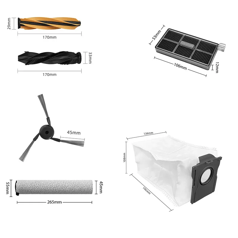 Acccessories Fit For (Dreame Aqua 10 Ultra Roller) Vacuum Parts Main Roller Brush Side Brush Cleaner Filter Dust Bag Roller Mops