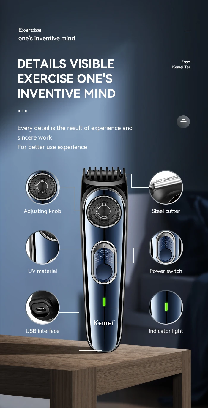 Kemei Hair Clipper Km-2299 Km-1256 Km-TX10 Men's Electric Hair Trimmer Machine Professional Hair Cutting Machine Clippers