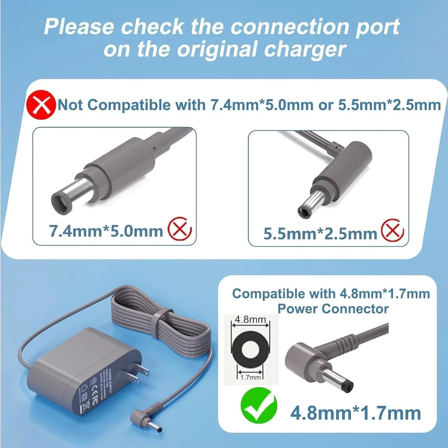 30.45V Replacement Power Adapter Charger FOR Dyson V10 V11 Cordless Vacuum Cleaner EU US Plug 5.6FT Long Cable