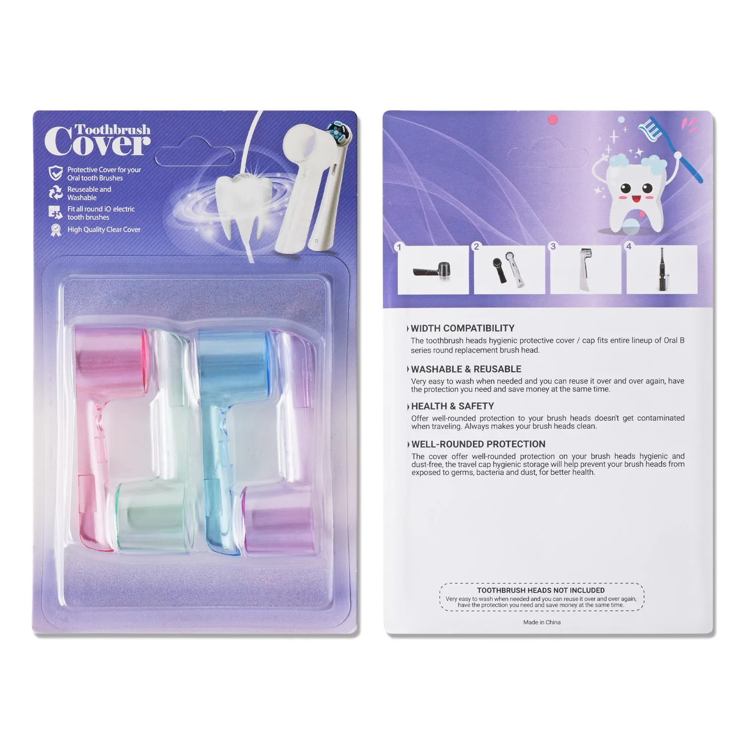 Toothbrush Head Dust Cover Suitable for OralB Replacement Brush Head and IO Series Electric Toothbrush Head Protector 4/8/12 PCS