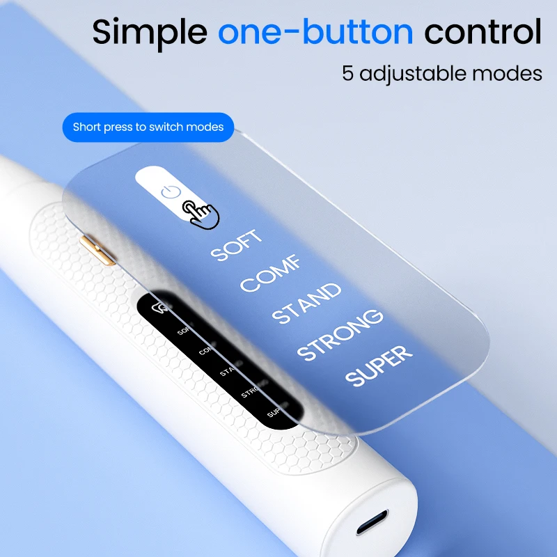 5-Mode Hand-held Ultrasonic Tooth Scaler, Remove Tartar & Calculus, Clean Teeth Stains, Protect Gums