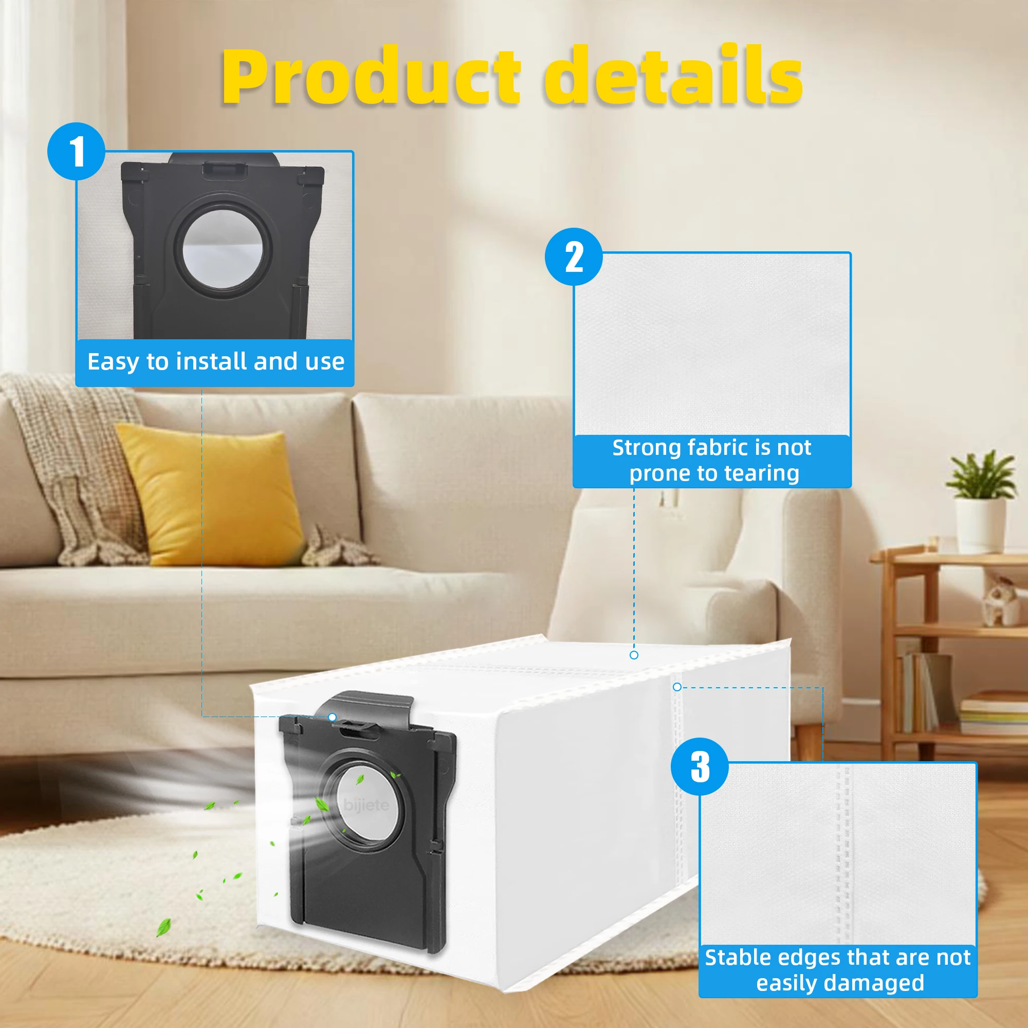 Vacuum Bags Replacement for Dreame X50 Ultra/X40 Ultra/X30 Ultra/L50 Ultra/L40 Ultra/L10s Ultra Gen2/L10s Pro Ultra Robot Vacuum