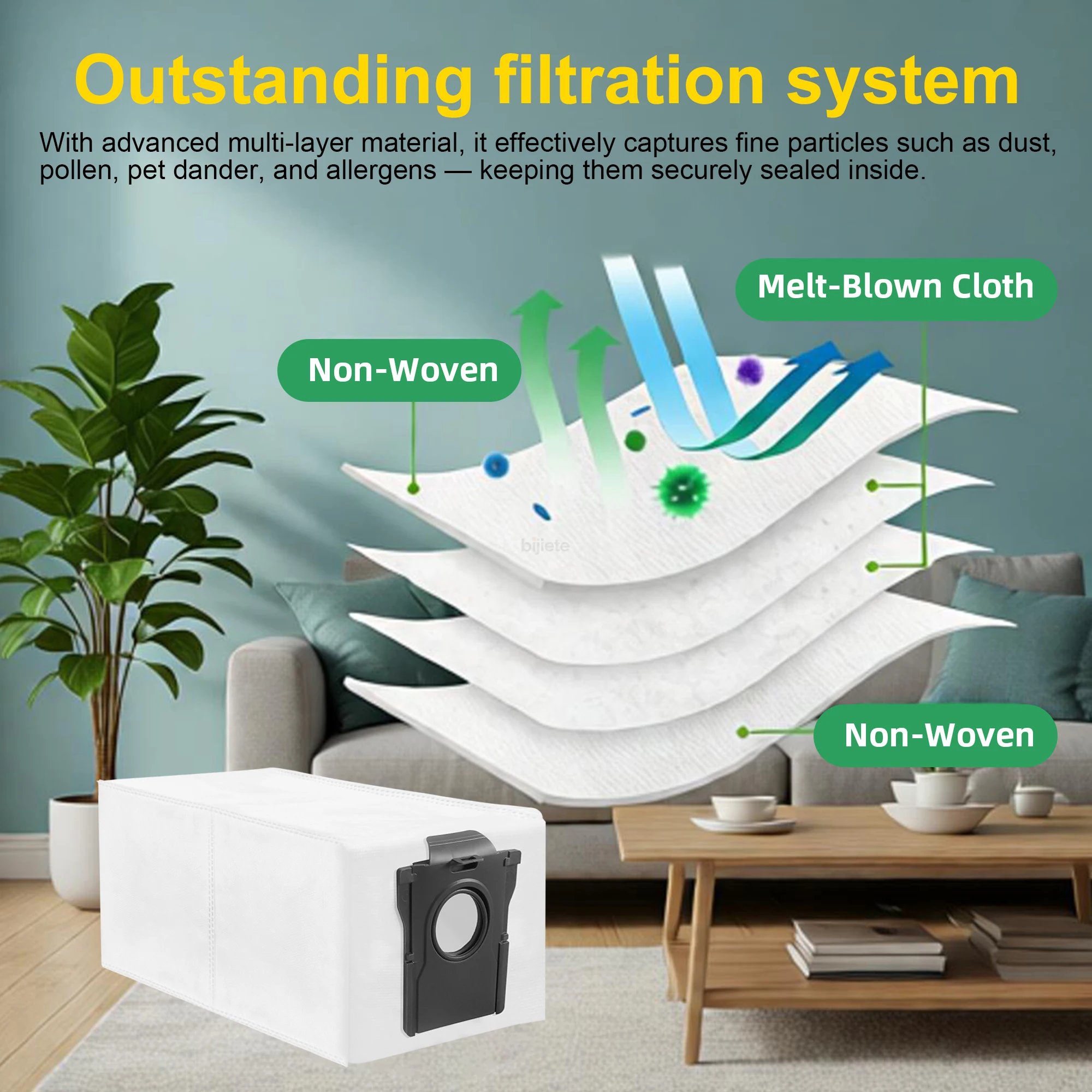 Vacuum Bags Replacement for Dreame X50 Ultra/X40 Ultra/X30 Ultra/L50 Ultra/L40 Ultra/L10s Ultra Gen2/L10s Pro Ultra Robot Vacuum