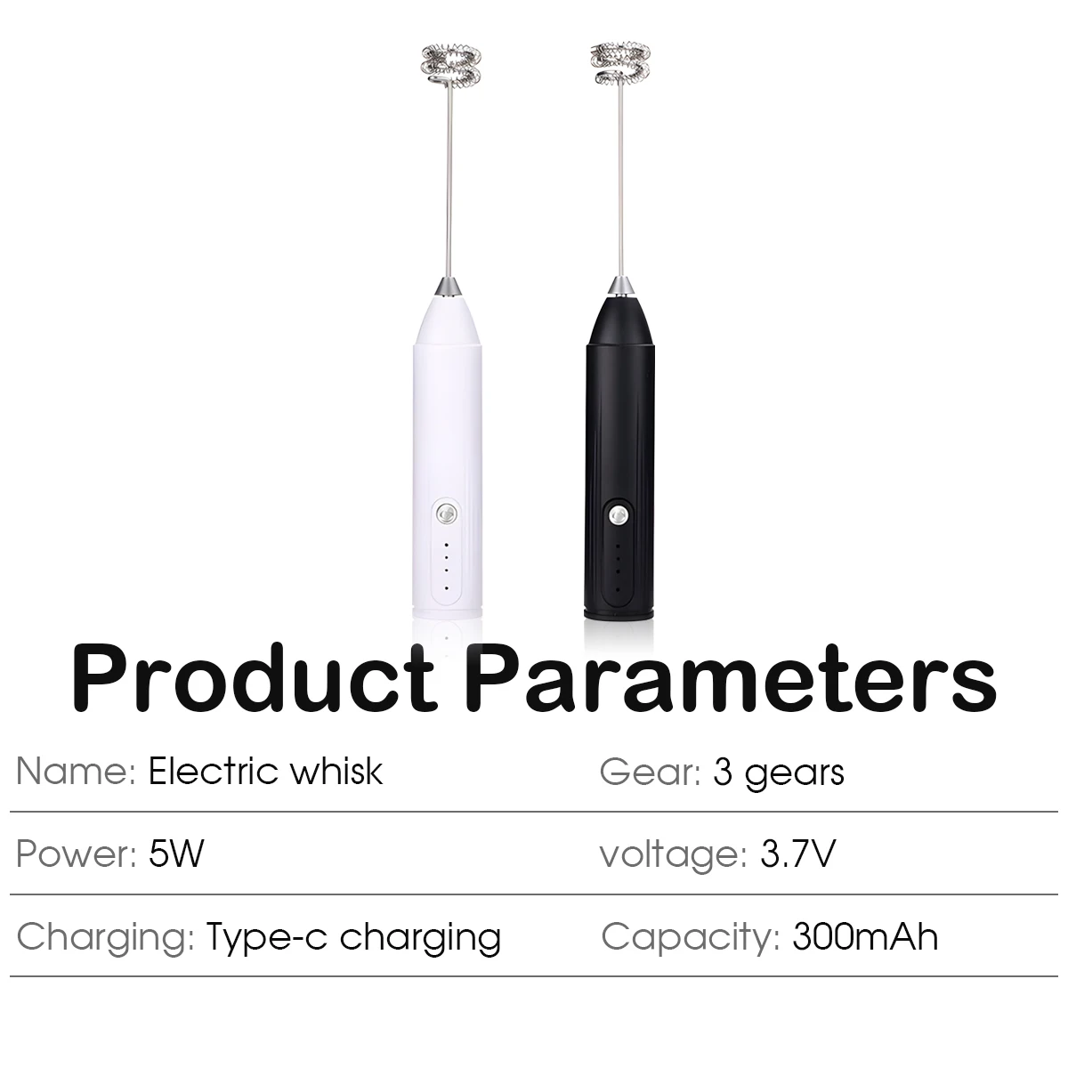 Electric Mixer Handheld Milk Frother 300mAh 3-Speed Adjustable Suitable for Coffee Milk Kitchen Accessories Portable Egg Beater