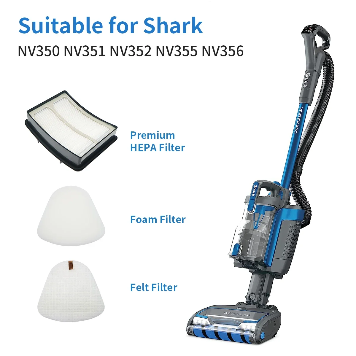 NV350 HEPA Filter For Shark NV351 NV352 NV355 NV360 NV370 NV356E NV357 UV440 UV540 ZU503AMZ Navigator Lift Away Vacuum Cleaner