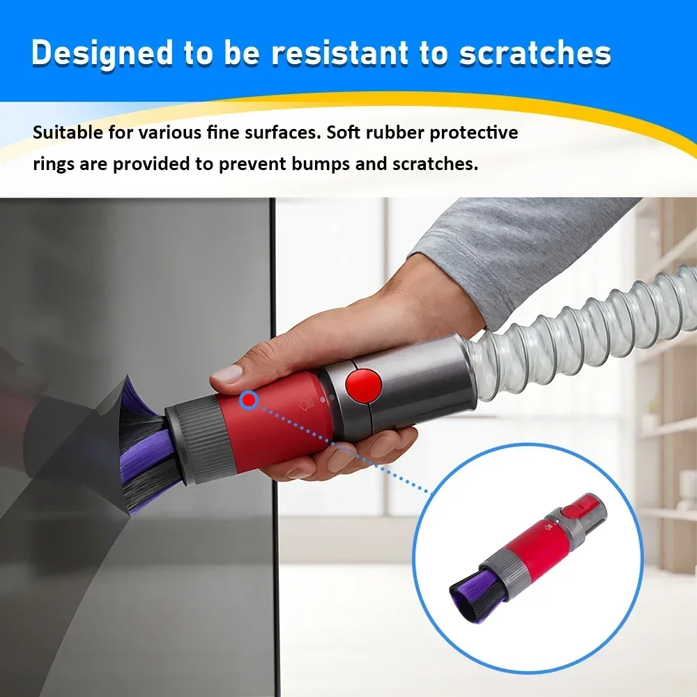 Traceless Soft Brush Head For Dyson V7 V8 V10 V11 V12 V15 Flexible Extension Hose Cordless Vacuum Scratch-free Dusting Brush