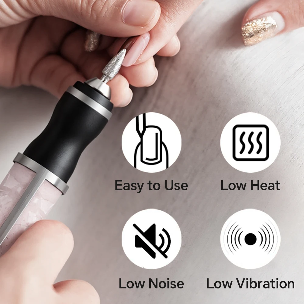 Wireless Electric Nail Grinder Nail Polishing Machine - 3 Modes, LED Display and 12 Drill Bits, Nail Polisher for Home Salon Use