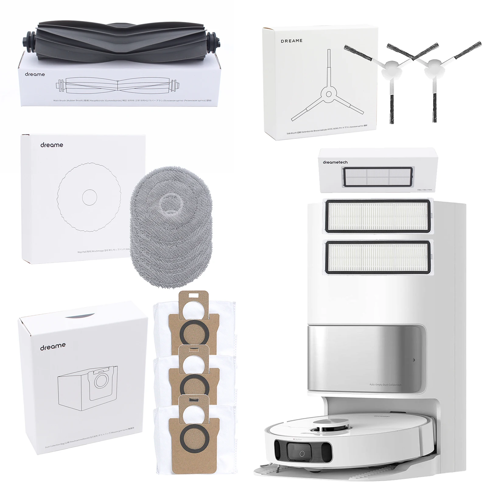 【Optional 】Original Dreame L10s Ultra Robot Vacuum Accessories Main Brush,Side Brush,Filter,Mop Cloth, Dust Bag.