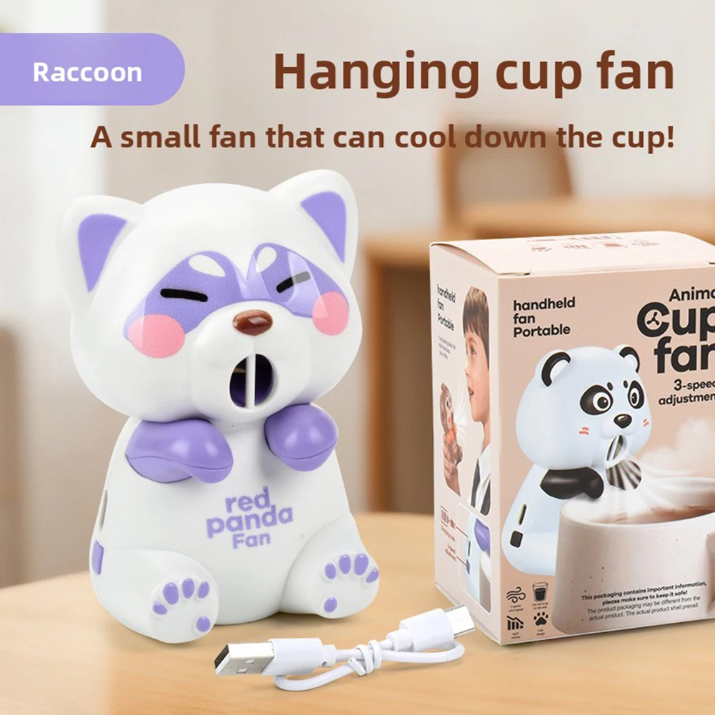Cartoon Air-Blowing Cooling Attachment For Hot Drinks Portable Mini Fan Clip-On Design For Instants Cool For Summer Household