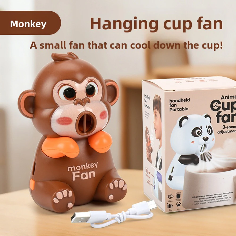 Cartoon Air-Blowing Cooling Attachment For Hot Drinks Portable Mini Fan Clip-On Design For Instants Cool For Summer Household