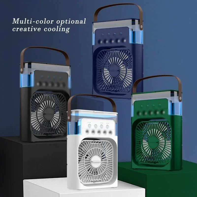 Lenovo 5 Holes Air Conditioner Fan USB Air Cooler Humidifier Water Portable Mist Spray LED Night Light Desktop Cooling Fan 2026