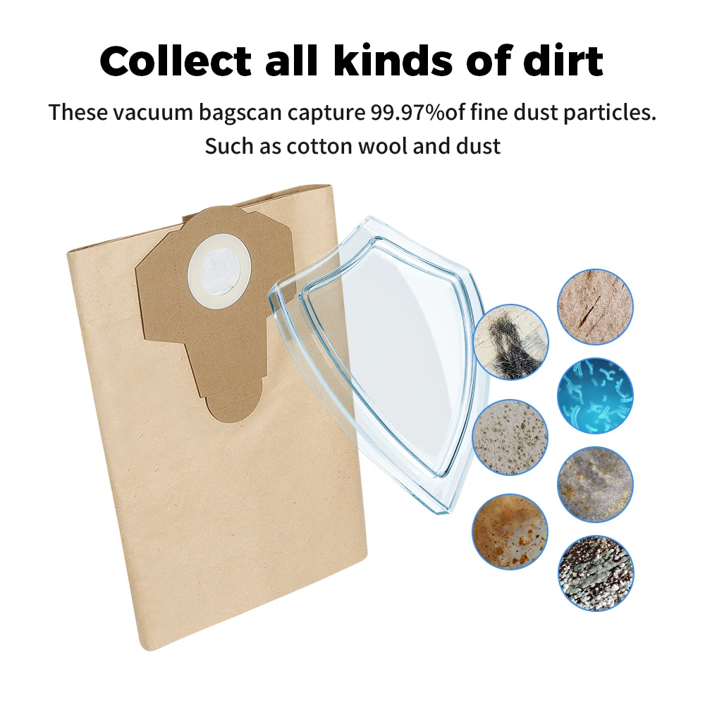 5/10 PCS 20L 30L Dust Collection Bag For Einhell BT-VC1250S/BT-VC1250/TC-VC 18/20 Li S-Solo Wet And Dry Vacuum Filter Bag
