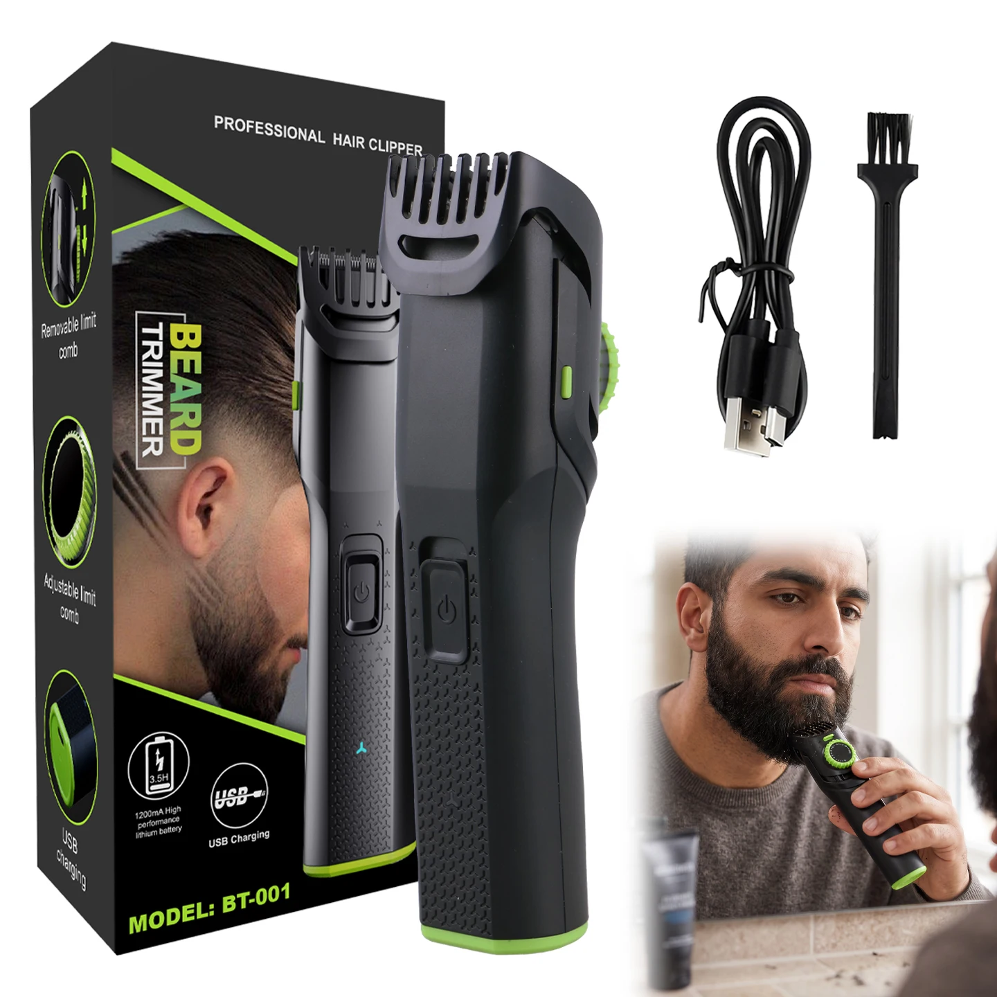 AUTHONE The Beard Men's Beard Trimmer - 20 Length Adjustable Cordless Clipper for Facial & Body Manscaping