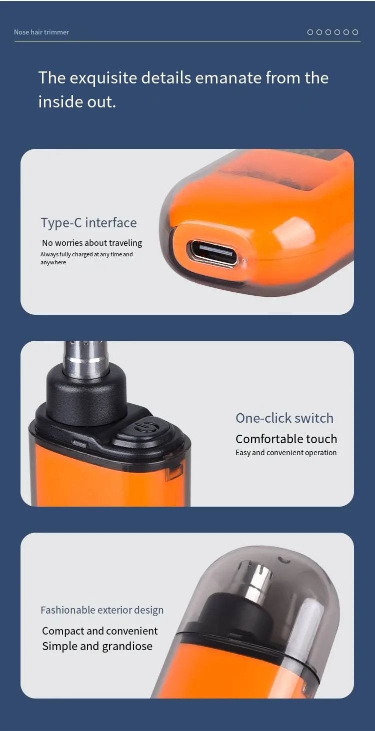 New Nose Hair Trimmer TX05, Mini Portable Electric Clipper,USB Rechargeable, Low Noise, Compact, Washable, Travel Grooming Tool