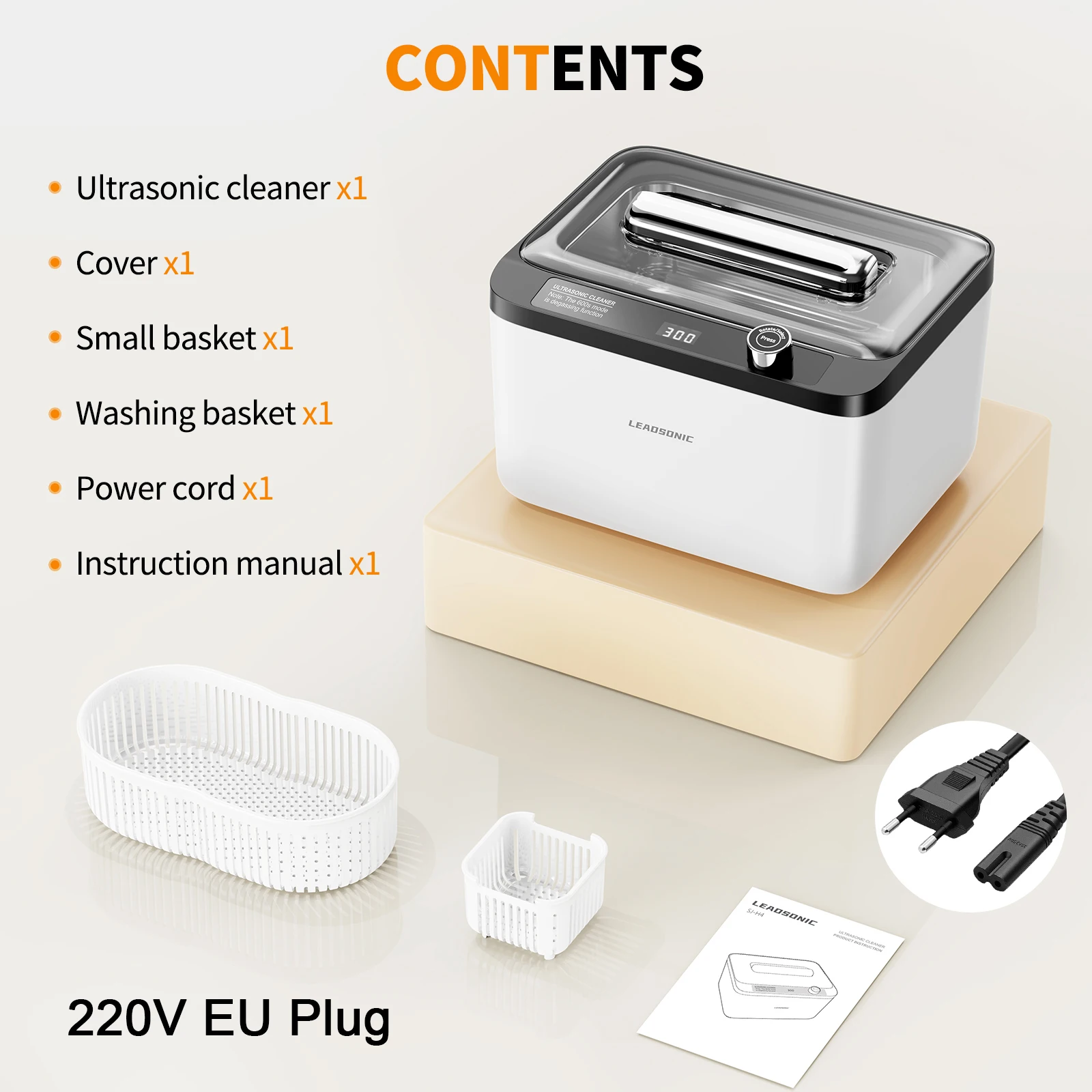 900ml Ultrasonic Cleaner Portable Cleaning Washing Machine 60W Lave-Dishes Ultrasound Bath Sonic Home Appliance 220V EU Plug